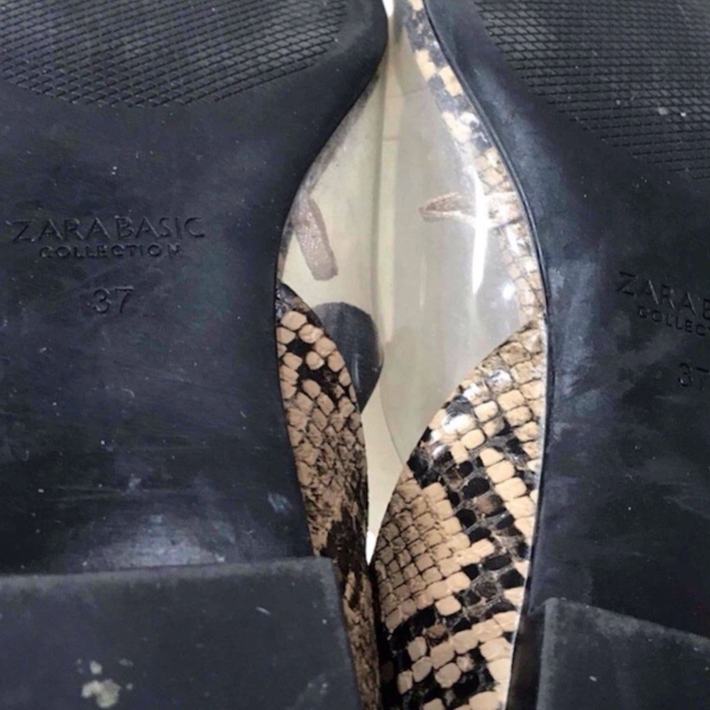 Zara Basic Snake Print Clear Panel D'Orsay Flats - Picture 7 of 9